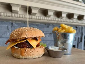 Taste of Fire Grill & Bistro | Gourmet Burgers (Bacon & Cheese) with Milkshakes or Mocktails For 2